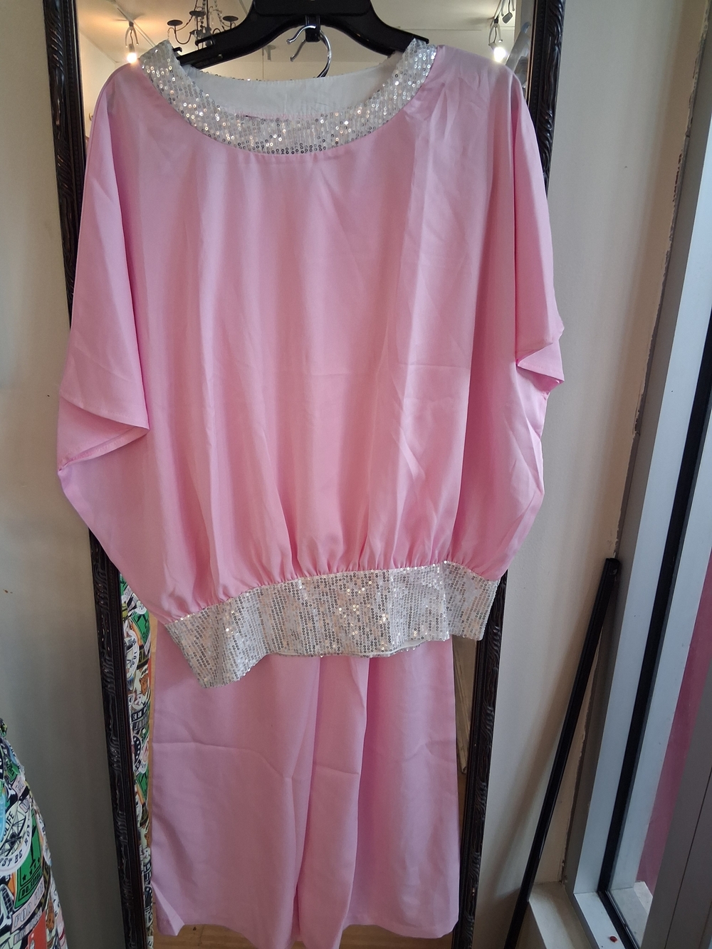 Girls' Pink Sequin Trim Dress